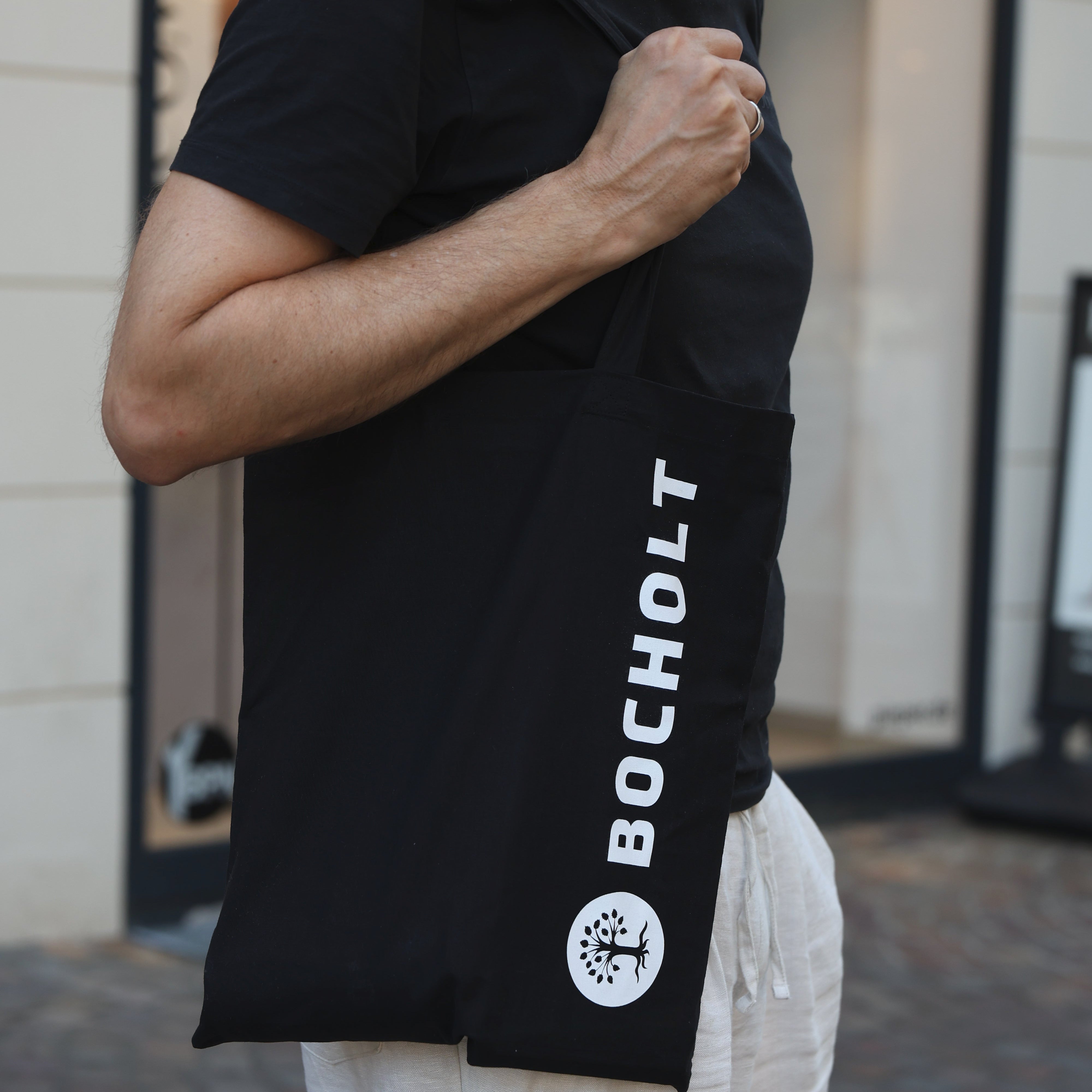 Baumwolltasche schwarz mit Bocholt-Schriftzug